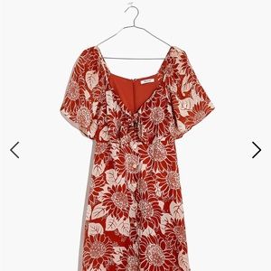 Madewell: Silk Tie-Front Mini Dress Sunflower Season (Tags Still On)